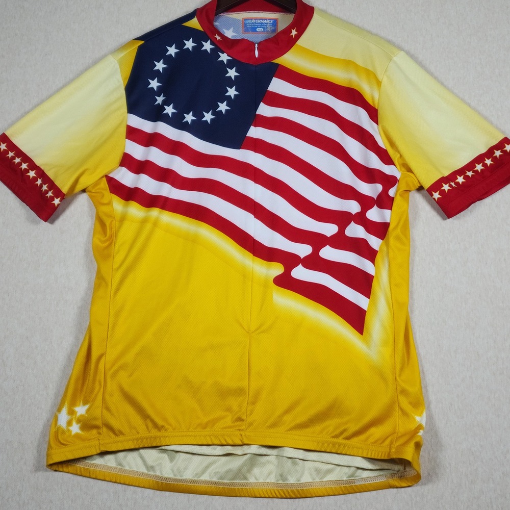USA Flag Stars Patriotic Cycling Jersey Performance Technical Wear XXL 2XL